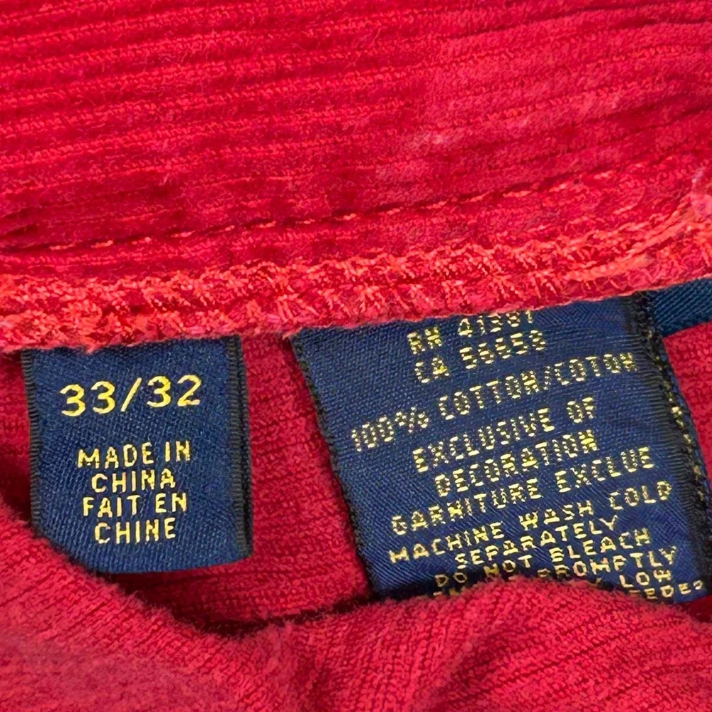 Polo Ralph Lauren Mens 650 Straight Leg Red Corduroy Pants 33x32.5 VYG